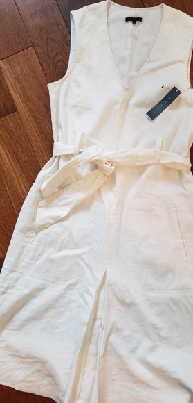 Theory White Linen Dress Linen Dresses Theory V Neck Dress Theory Women  Theory V-neck